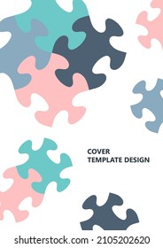 Bright color puzzle, puzzle with place for text. The idea of unity, teamwork. Vector illustration
