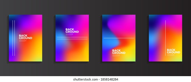 color brillante fondo de gradiente arcoiris con patrones abstractos modernos. Colección de plantillas lisas para folletos, carteles, pancartas, volantes y tarjetas. Ilustración vectorial.