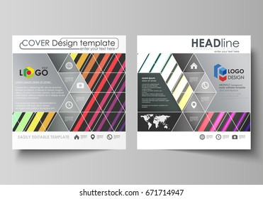 Bright color rectangles, colorful design with geometric rectangular shapes forming abstract beautiful background. Business templates for square brochure, magazine, flyer. Leaflet cover, vector layout.