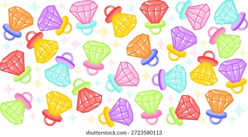 Bright color ring pop diamond candy seamless pattern