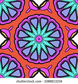Bright color seamless art pattern. fantasy ornament. vector illustration.