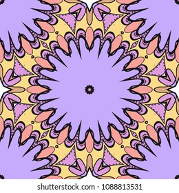 Bright color seamless art pattern. fantasy ornament. vector illustration.