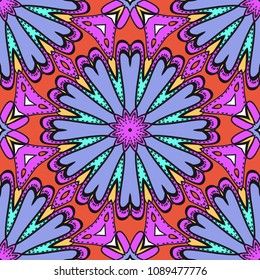 Bright color seamless art pattern. fantasy ornament. vector illustration.