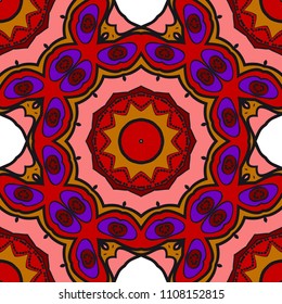 Bright color seamless art pattern. fantasy ornament. vector illustration.