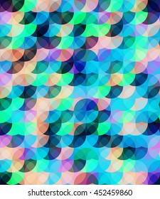Bright color seamless circle pattern. Contrast and pastel colors, transparent objects, eps 10