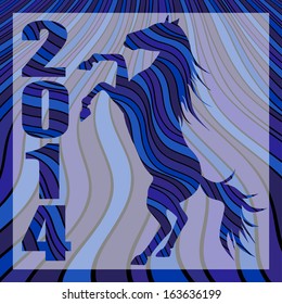 Bright color silhouette of a horse - a symbol of 2014 