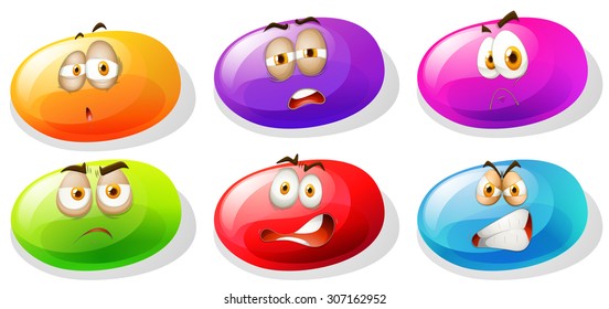 Bright color slime with negative emotions illustration