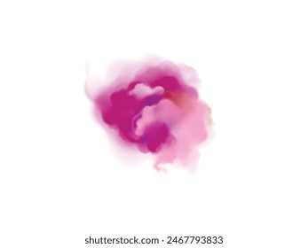 Bright Color Smoke Cloud Explosion Illustration. Paint Ink drop in water, Motion color explosion smoke, Blue pink color fluid splash vapor cloud on glitter dust texture black abstract art background.