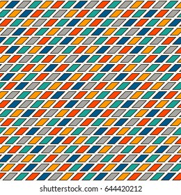 Bright color stained glass mosaic abstract background. Vivid seamless pattern with geometric ornament. Diagonal square cell wallpaper. Checkered surface texture. Vector illustration