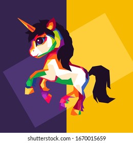 bright color unicorn, colorful background