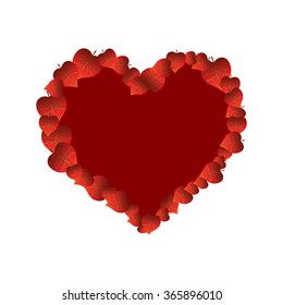 Bright color vector graphic illustration of Valentine day love holiday with symbol of red beautiful heart shape objects on white background