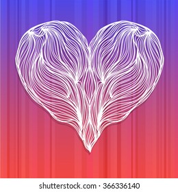 Bright color vector graphic illustration of Valentine day love holiday with symbol of beautiful heart shape on colorful background