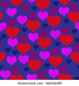 Bright color vector graphic illustration of Valentine day love holiday with symbol of beautiful heart shape on colorful seamless background