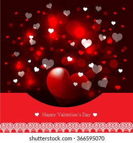Bright color vector graphic illustration of Valentine day love holiday with symbol of beautiful heart shape and lights on colorful background