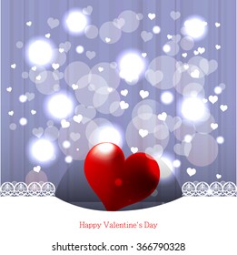Bright color vector graphic illustration of Valentine day love holiday with symbol of beautiful heart shape and lights on colorful background