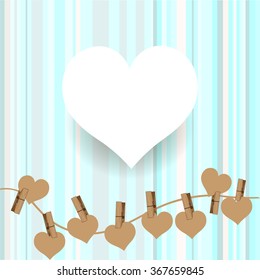 Bright color vector graphic illustration of Valentine day love holiday with symbol of beautiful heart shape on light background