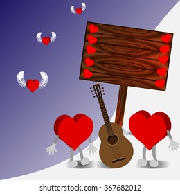 Bright color vector graphic illustration of Valentine day love holiday with symbol of beautiful heart shape on colorful background