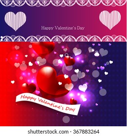Bright color vector graphic illustration of Valentine day love holiday with symbol of beautiful heart shape and lights on colorful background