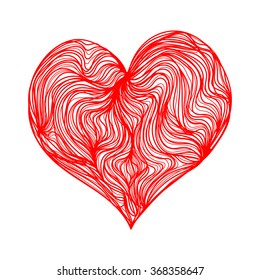 Bright color vector graphic illustration of Valentine day love holiday with symbol of beautiful heart shape on white background