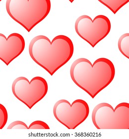 Bright color vector graphic illustration of Valentine day love holiday with symbol of beautiful heart shape on white seamless background