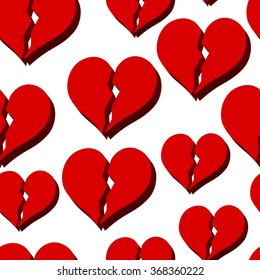 Bright color vector graphic illustration of Valentine day love holiday with symbol of beautiful heart shape on white seamless background