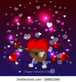 Bright color vector graphic illustration of Valentine day love holiday with symbol of beautiful heart shape on colorful background