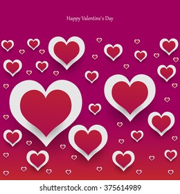 Bright color vector graphic illustration of Valentine day holiday with love symbol of beautiful heart shape on purple background
