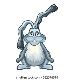 Bright color vector graphic illustration of happy easter sunday day with traditional spring holiday symbol of rabbit on white background