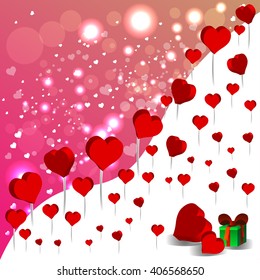 Bright color vector graphic illustration of Valentine day holiday with love symbol of beautiful heart shape on pink white background