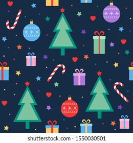 Bright color vector illustration. Festive seamless pattern, winter decor. Vector illustration.