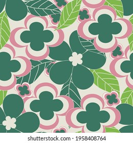 Bright color vintage flowers seamless repeat