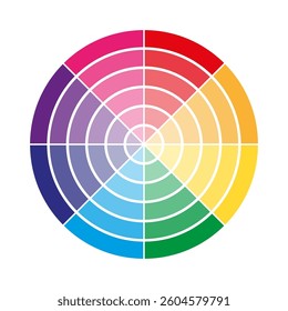 Bright color wheel. Artistic gradient circle. Vibrant hue spectrum. Vector illustration.