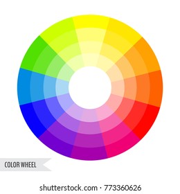 Bright color wheel chart isolated on white background. Vector illustration for your graphic design.