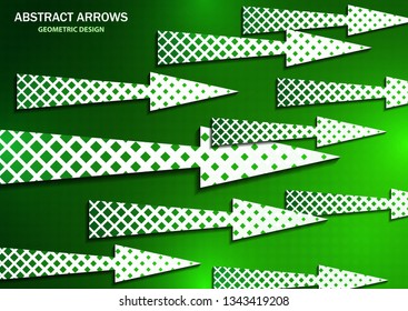 Bright colored abstract background, creative geometric arrows. Cover the squares are halftones. Vector illustration for your design.