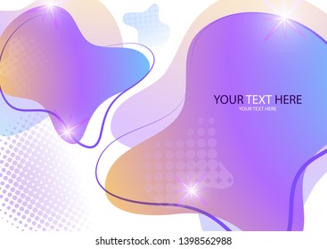 Bright colored abstract dynamic fluid forms, halftone patterns, liquid color on a white background. Screensaver shape design. Vector illustration