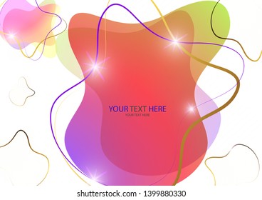 Bright colored abstract dynamic fluid shapes, geometric shapes from stripes on a white background. Screensaver shape design, trendy template. Vector illustration