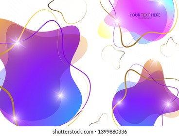 Bright colored abstract dynamic fluid shapes, geometric shapes from stripes on a white background. Screensaver shape design, trendy template. Vector illustration