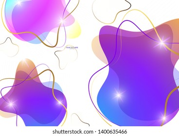 Bright colored abstract dynamic fluid shapes, geometric shapes from stripes on a white background. Screensaver shape design, trendy template. Vector illustration