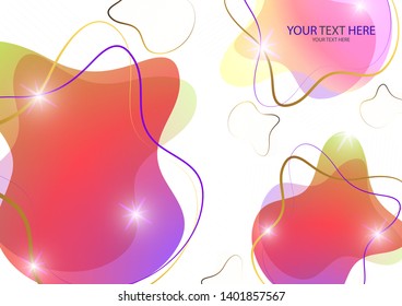 Bright colored abstract dynamic fluid shapes, geometric shapes from stripes on a white background. Screensaver shape design, trendy template. Vector illustration