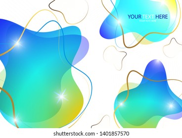 Bright colored abstract dynamic fluid shapes, geometric shapes from stripes on a white background. Screensaver shape design, trendy template. Vector illustration