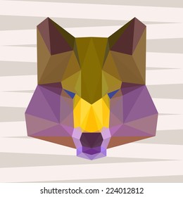 Bright colored abstract polygonal wolf background