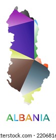 Bright colored Albania shape. Multicolor geometric style country logo. Modern trendy design. Captivating vector illustration.