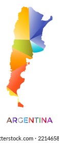 Bright colored Argentina shape. Multicolor geometric style country logo. Modern trendy design. Classy vector illustration.