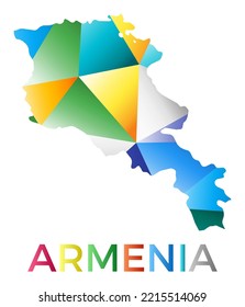 Bright colored Armenia shape. Multicolor geometric style country logo. Modern trendy design. Cool vector illustration.