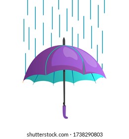 Bright colored autumn fall umbrella accessory with rain. Vector design element isolated on white.