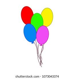 bright colored balloons for celebration on white background, luisago birthday, celebration decoration, sticker for home decor, sketch of the brooch, print on clothes