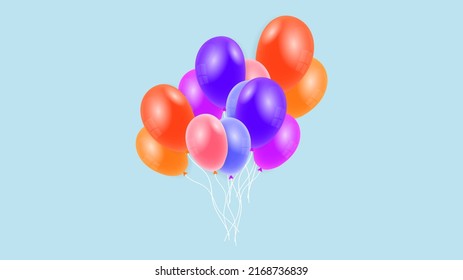 Globos de colores vivos, diseño plano moderno, fondo aislado, ilustración Vector EPS 10