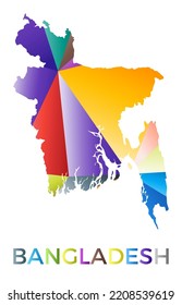 Bright colored Bangladesh shape. Multicolor geometric style country logo. Modern trendy design. Vibrant vector illustration.