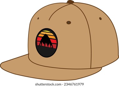 bright colored baseball cap with mountain print