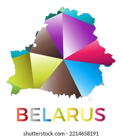 Bright colored Belarus shape. Multicolor geometric style country logo. Modern trendy design. Astonishing vector illustration.